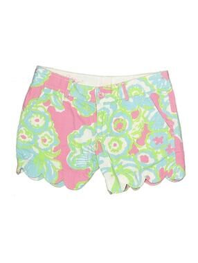 Lilly Pulitzer Pastel Floral Scallop-Hem Shorts — Pink, Blue & Lime